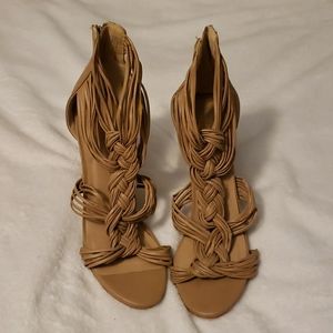 Worn once tan heels size 10